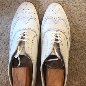 Paul Stuart by Edward Green. Very high end white suede full brogue wing tips.